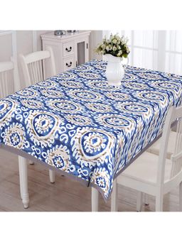 Texstylers - Blue Pure Cotton Printed 6 Seater Dining Table Cloth Cover (6 Seater)