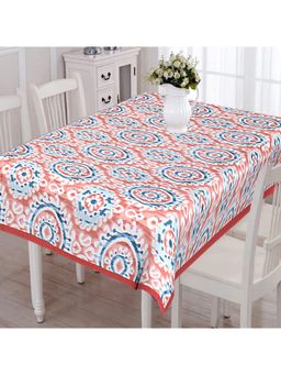 Texstylers - Red Pure Cotton Printed 6 Seater Dining Table Cloth Cover (6 Seater)