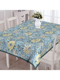 Texstylers - Yellow Pure Cotton Printed 6 Seater Dining Table Cloth Cover (6 Seater)