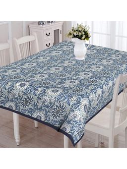Texstylers - Green Pure Cotton Printed 6 Seater Dining Table Cloth Cover (6 Seater)