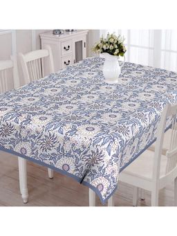 Texstylers - Beige Pure Cotton Printed 6 Seater Dining Table Cloth Cover (6 Seater)