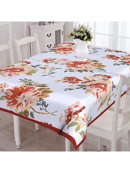 Texstylers - Red Pure Cotton Printed 6 Seater Dining Table Cloth Cover (6 Seater)