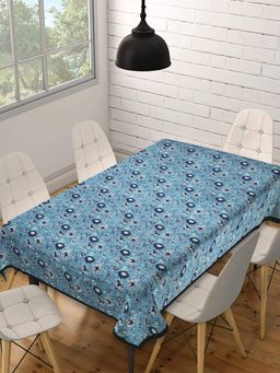 Texstylers - Blue Pure Cotton Printed 6 Seater Dining Table Cloth Cover (6 Seater)