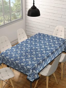Texstylers - Blue Pure Cotton Printed 6 Seater Dining Table Cloth Cover (6 Seater)