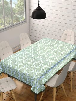 Texstylers - Green Pure Cotton Printed 6 Seater Dining Table Cloth Cover (6 Seater)