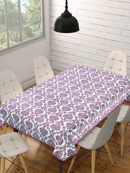Texstylers - Pink Pure Cotton Printed 6 Seater Dining Table Cloth Cover (6 Seater)