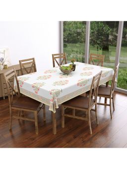 Texstylers - Yellow Pure Cotton Printed 6 Seater Dining Table Cloth Cover (6 Seater)