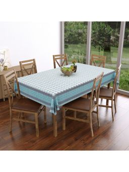 Texstylers - Blue Pure Cotton Printed 6 Seater Dining Table Cloth Cover (6 Seater)