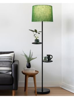 Homesake - Dual Shelf Floor Lamp with Fabric Shade, Green