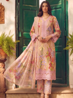 the AMANI store - Pink Cotton Floral Kurta and Pant with Dupatta