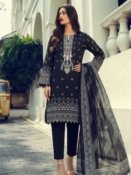 the AMANI store - Classic Black Cotton Printed Kurta and Pant with Dupatta
