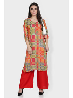 Fabclub - Multi-Color Rayon Geometric Printed Kurta with Palazzo