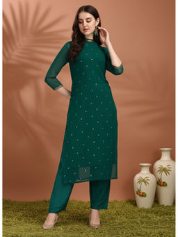 HRITIKA - Green Georgette Embellished Sequinned Kurta with Pant
