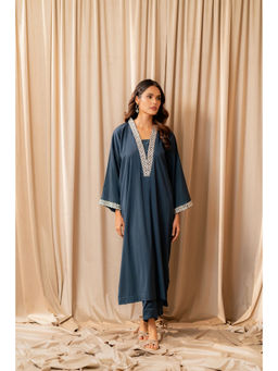 Khushboo & Pankaj - Midnight Blue Cotton Kurta with Palazzo