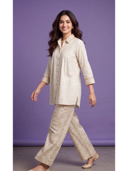 SPAN - White Rayon Printed Co-Ord Set