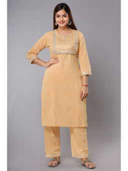 JAIPUR SARAI - Yellow Regular Pure Cotton Kurta with Pant