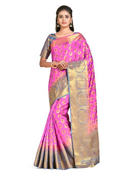 Mimosa - Pink Kanjivaram Style Art Silk Saree With Unstitched Blouse