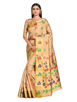 Mimosa - Brown Dharmavaram Style Art Silk Saree With Unstitched Blouse
