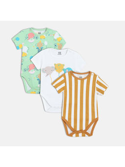 MINI KLUB - Baby Boys Round Neck Short Sleeve Knit Body Suit Multi-Color (Pack of 3)