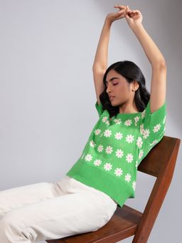Twenty Dresses by Nykaa Fashion - Green Go All Around Me Sweater Top