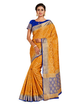 Mimosa - Mustard Kanjivaram Style Art Silk Saree With Unstitched Blouse