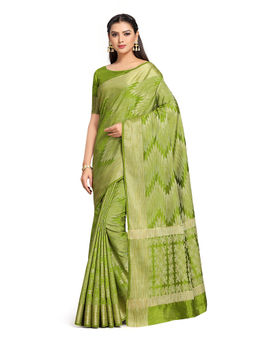 Mimosa - Green Kanjivaram Style Art Silk Saree With Unstitched Blouse