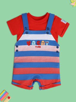 MINI KLUB - Stripes Baby Boys Red Dungaree (Set of 2)