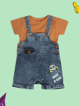MINI KLUB - Printed Baby Boys Blue Dungaree (Set of 2)