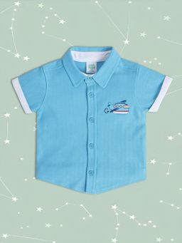MINI KLUB - Textured Baby Boys Blue Shirt