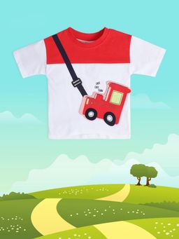 MINI KLUB - Self Design Baby Boys White T-Shirt