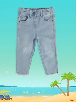 MINI KLUB - Solid/Plain Baby Girls Blue Denim Jeans