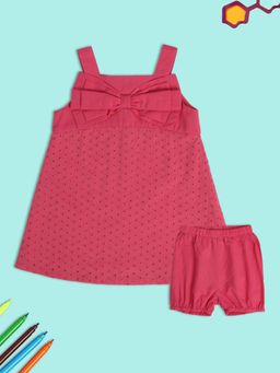 MINI KLUB - Embroidered Baby Girls Pink Dress with Bloomer (Set of 2)