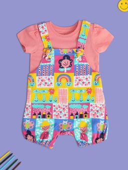 MINI KLUB - Printed Baby Girls Multi Dungaree with Top (Set of 2)