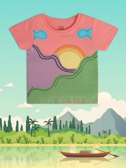 MINI KLUB - Printed Baby Girls Pink Knit Top