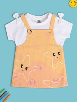 MINI KLUB - Printed Baby Girls Orange Pinafore (Set of 2)