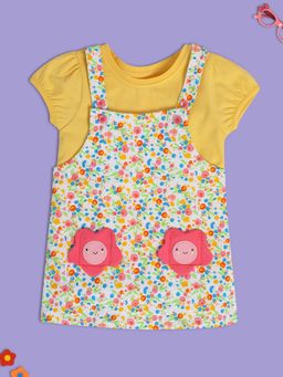 MINI KLUB - Printed Baby Girls Yellow-White Pinafore (Set of 2)