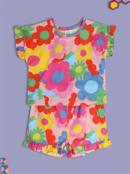 MINI KLUB - Printed Baby Girls Pink Top And Short (Set of 2)
