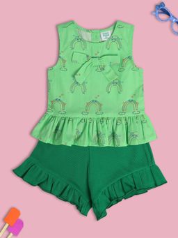 MINI KLUB - Printed Baby Girls Green Top And Short (Set of 2)