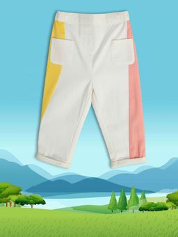 MINI KLUB - Colorblock Baby Girls White Trouser