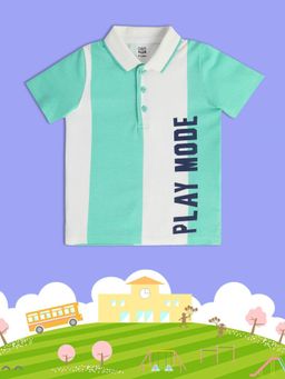 MINI KLUB - Printed Boys White-Green Polo T-Shirt