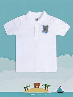 MINI KLUB - Solid/Plain Boys White Polo T-Shirt