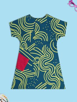 MINI KLUB - Printed Girls Teal Dress