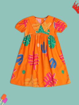 MINI KLUB - Printed Girls Orange Dress