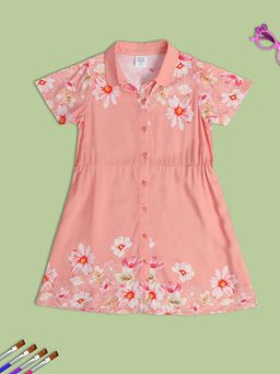 MINI KLUB - Floral Girls Pink Dress