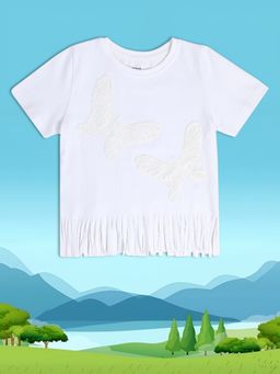 MINI KLUB - Embroidered Girls White Knit Top