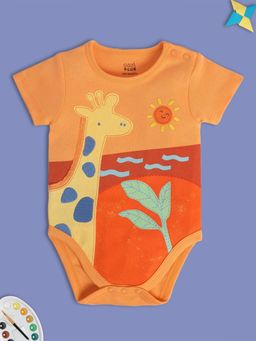MINI KLUB - Printed New Born And Baby Boys Orange Body Suit