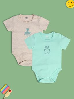 MINI KLUB - Solid/Plain New Born And Baby Boys Pink-Blue Body Suits (Set of 2)