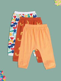 MINI KLUB - Printed New Born And Baby Boys Multi Knit Joggers (Set of 3)