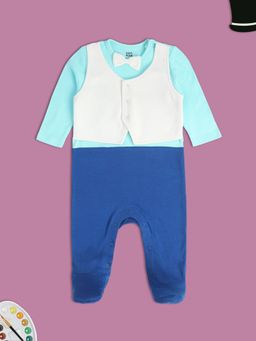 MINI KLUB - Colorblock New Born And Baby Boys Blue Sleep Suit
