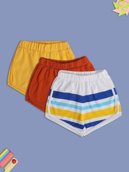 MINI KLUB - Solid/Plain New Born And Baby Boys Multi-Color Shorts (Set of 3)